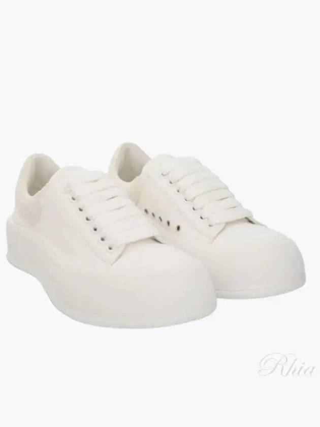 Deck Plimsoll Lace-Up Low-Top Sneakers White - ALEXANDER MCQUEEN - BALAAN 2