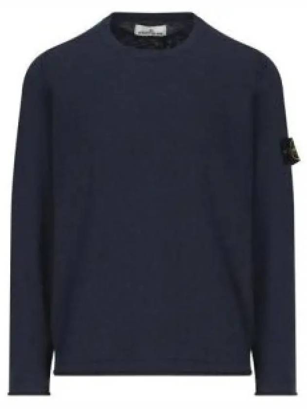 Compass Badge Ribbed Cotton Knit Top Navy - STONE ISLAND - BALAAN 2