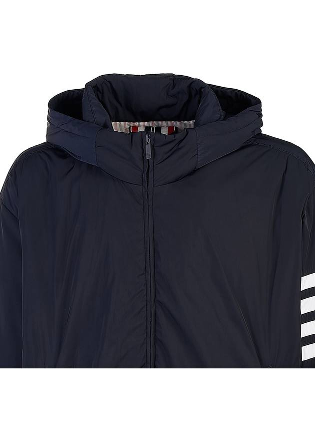 Poly Twill 4-bar Down Filled Hooded Jacket Navy - THOM BROWNE - BALAAN 5