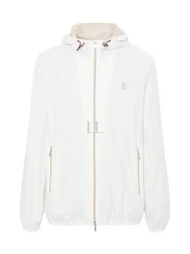 Embroidered Logo Zip-up Hoodie White - BRUNELLO CUCINELLI - BALAAN 2