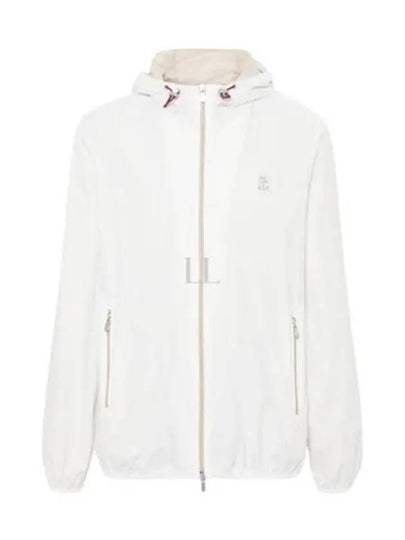 Embroidered Logo Zip-up Hoodie White - BRUNELLO CUCINELLI - BALAAN 2