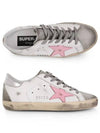 Women's Superstar Silver Heel Tab Pink Star Low Top Sneakers White - GOLDEN GOOSE - BALAAN 3