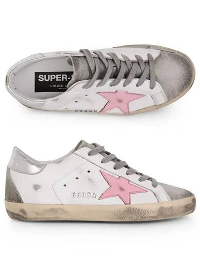 Women's Superstar Silver Heel Tab Pink Star Low Top Sneakers White - GOLDEN GOOSE - BALAAN 2