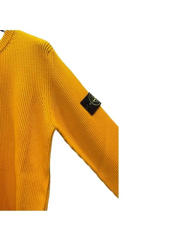 Wappen Patch Crew Neck Ribbed Wool Knit Top Yellow - STONE ISLAND - BALAAN 3