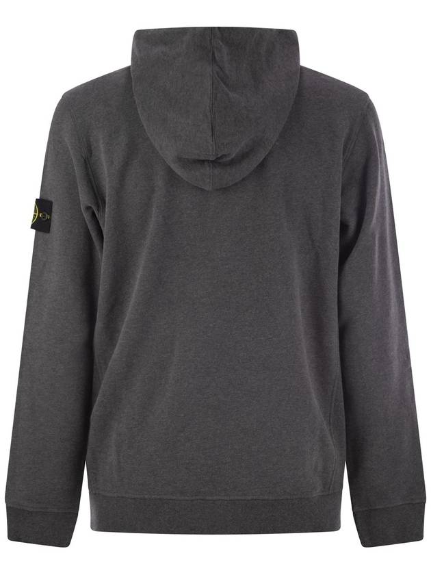 Wappen Patch Brushed Cotton Fleece Hoodie Dark Grey Melange - STONE ISLAND - BALAAN 3