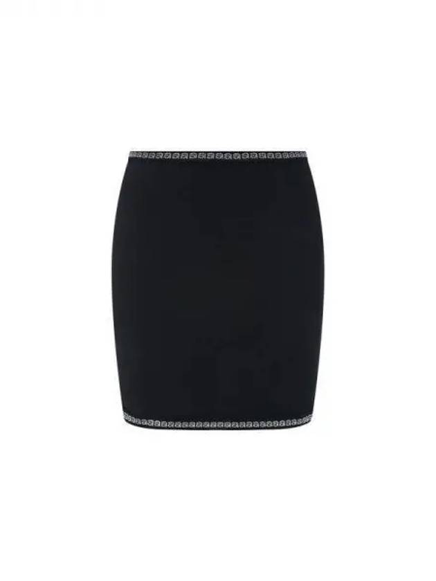 Women's Crystal Logo Trim Skirt Black 271100 - ALEXANDER WANG - BALAAN 1