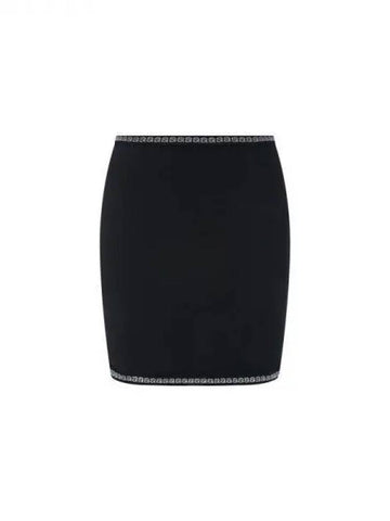 Women's Crystal Logo Trim Skirt Black 271100 - ALEXANDER WANG - BALAAN 1