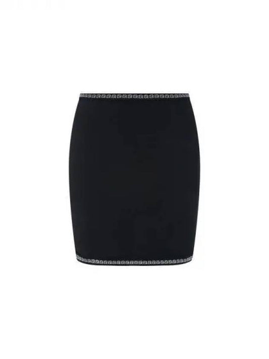 Women's Crystal Logo Trim Skirt Black 271100 - ALEXANDER WANG - BALAAN 1