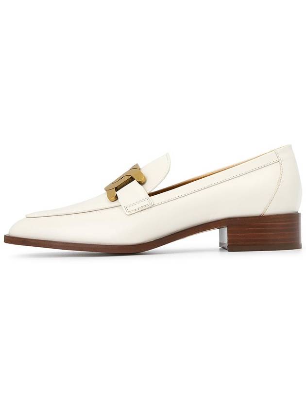 Women's Gold Logo Chain Leather Loafers White - TOD'S - BALAAN 5