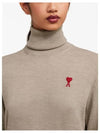 Small Heart Logo Turtleneck Beige - AMI - BALAAN 3