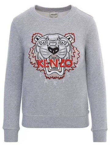 K15569 A41 Embroidered Tiger Gray Sweatshirt 2A4A 999203 - KENZO - BALAAN 1