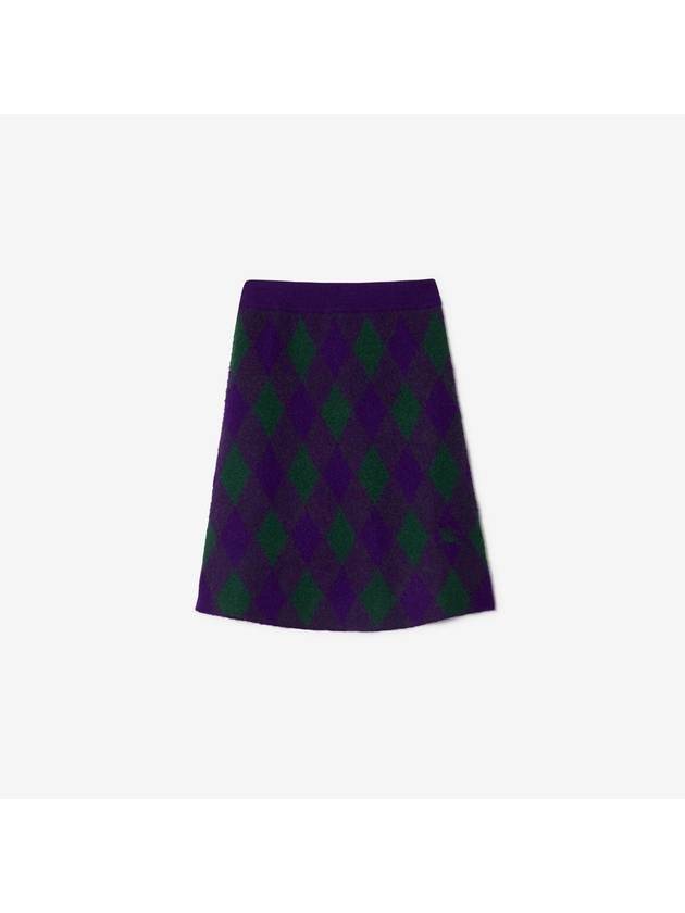 Argyle Wool A-Line Skirt Purple - BURBERRY - BALAAN 2