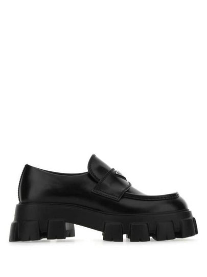 Monolith Brushed Leather Loafers Black - PRADA - BALAAN 2