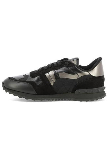 Rock Runner Camo Low Top Sneakers Black - VALENTINO - BALAAN 1