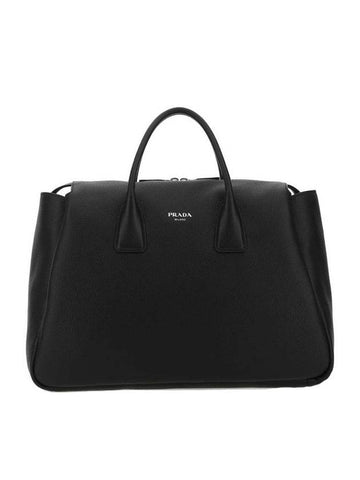 Logo Leather Travel Duffel Bag Black - PRADA - BALAAN 1