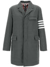 Men's 4 Bar Poly Twill Chesterfield Single Coat Grey - THOM BROWNE - BALAAN 2