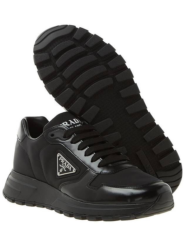 Prax 01 Re-Nylon Brushed Leather Low-Top Sneakers Black - PRADA - BALAAN 6