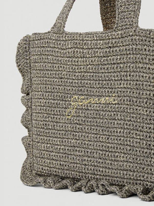 Crochet Frill Tote Bag Black - GANNI - BALAAN 5