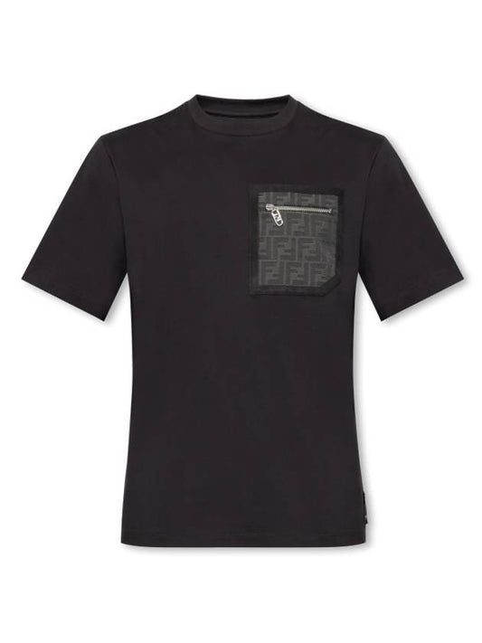 FF logo pocket short sleeve t-shirt black - FENDI - BALAAN 2