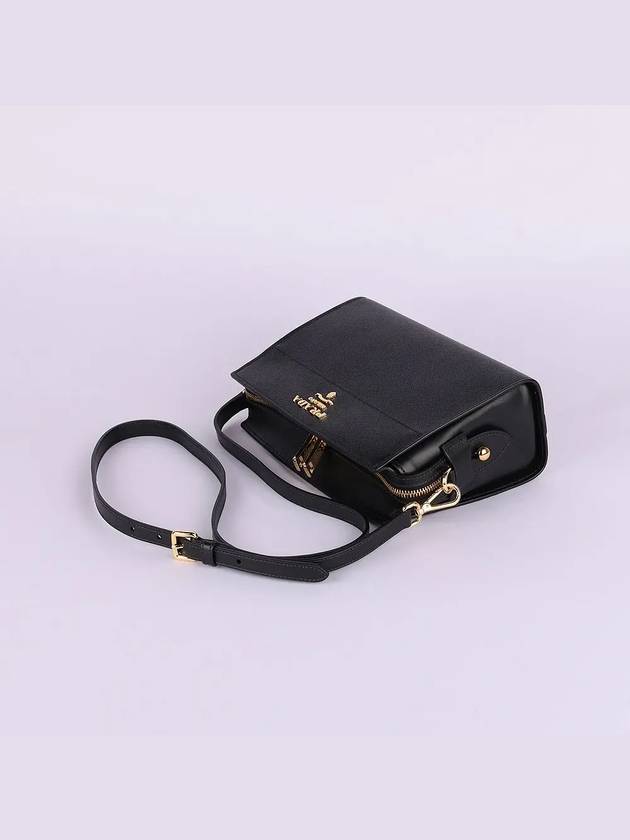 Saffiano Soft Leather Square Cross Bag Black - PRADA - BALAAN 4