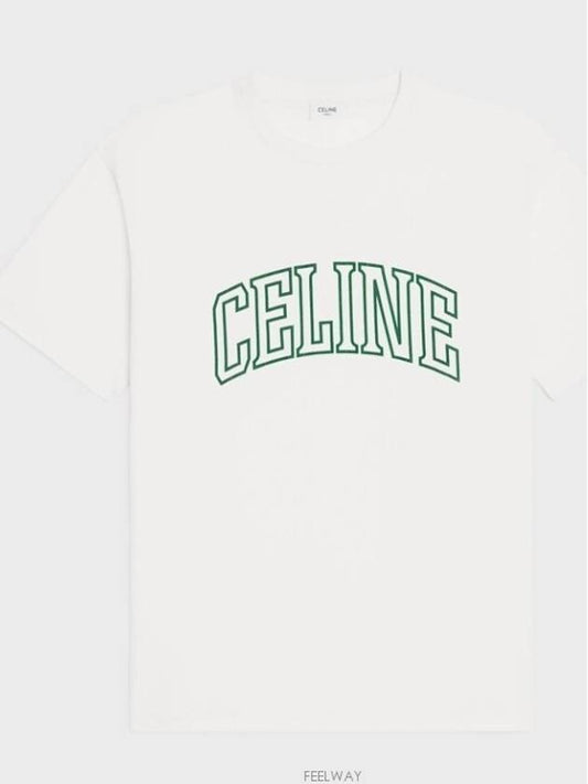 Loose T Shirt Cotton Jersey Off White Green Cola - CELINE - BALAAN 1