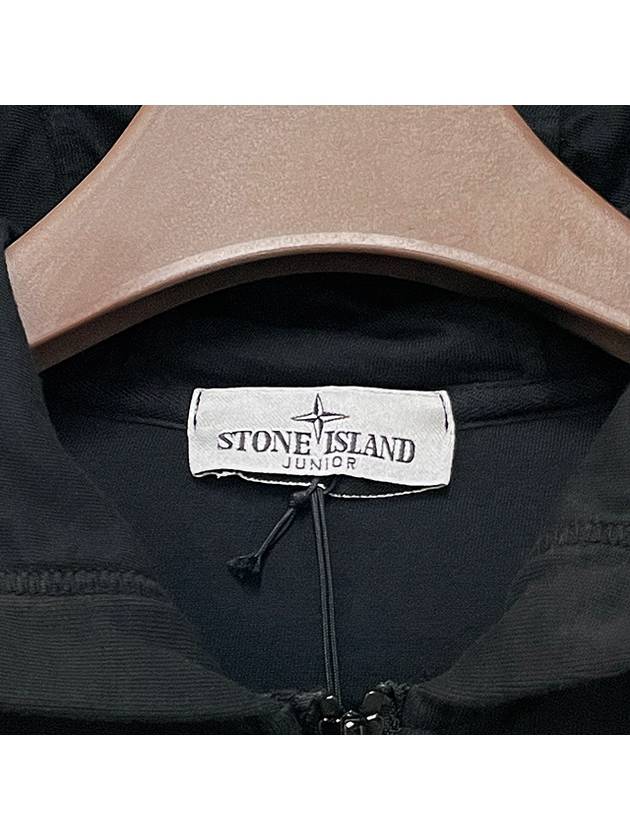 Kids Garment Dyed Heavy Weight Zip Up Hoodie Black - STONE ISLAND - BALAAN 5