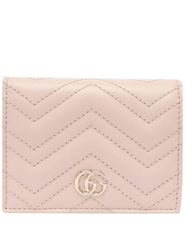 GG Marmont Leather Card Wallet Light Pink - GUCCI - BALAAN 1