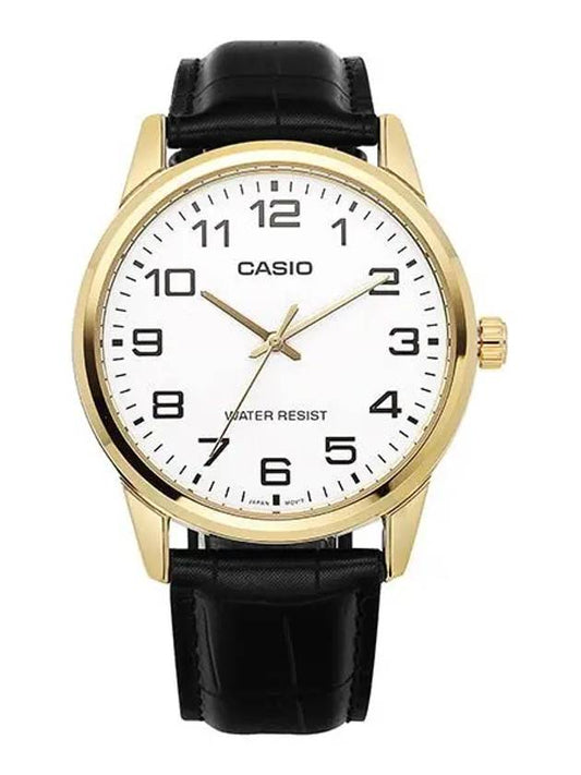 Analog Leather Watch Black - CASIO - BALAAN 2