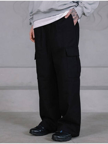 Big Pocket Wide Banding Cargo Pants Black - MACASITE - BALAAN 1