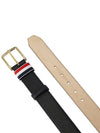 Men's Three Stripes Tab Pebbled Leather Belt Black - THOM BROWNE - BALAAN 4