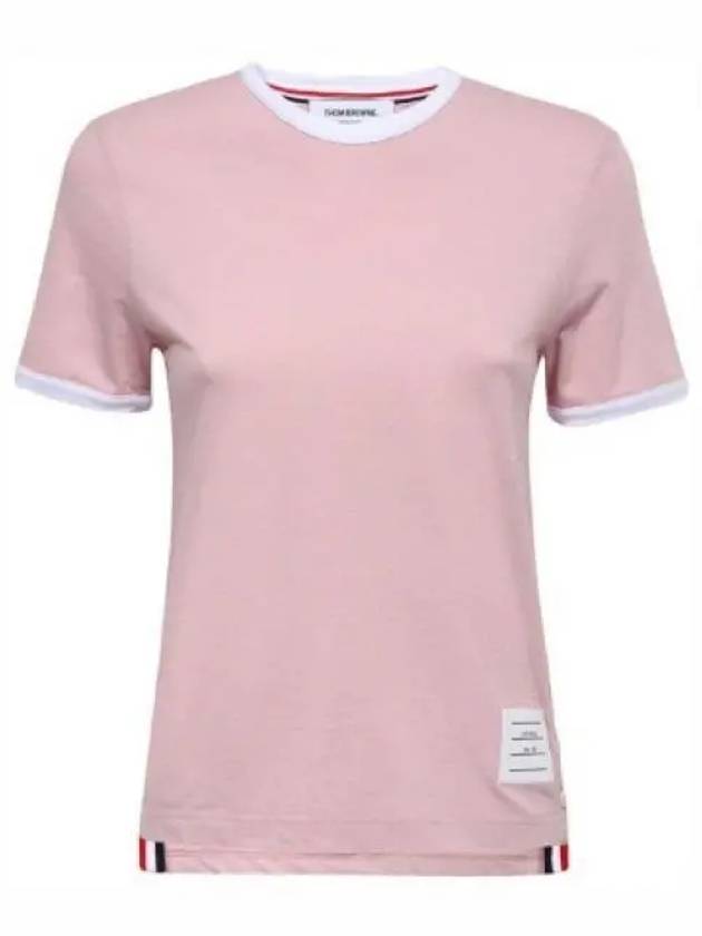 Women's Melange Jersey Ringer Short Sleeve T-Shirt Light Pink - THOM BROWNE - BALAAN 2