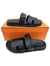 Hermes Chypre H Logo Calfskin Sandals Black - HERMES - BALAAN.