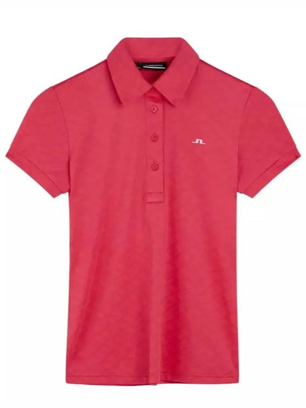 Alaya Jacquard Short Sleeve Polo Shirt Azalea - J.LINDEBERG - BALAAN 2