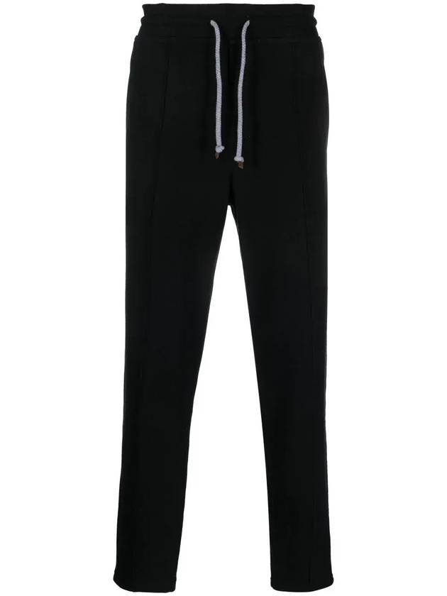 Men's Techno Fleece Cotton Track Pants Black - BRUNELLO CUCINELLI - BALAAN 6