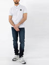 Men's Two Line Wappen Patch Cotton Short Sleeve Polo Shirt White - STONE ISLAND - BALAAN 3