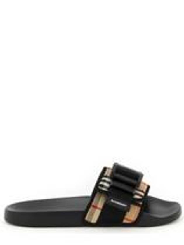 Buckle Strap Vintage Check Cotton Slippers Archive Beige Black - BURBERRY - BALAAN 4