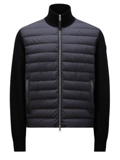 Padded Wool Cashmere Zip-Up Cardigan Black - MONCLER - BALAAN 2