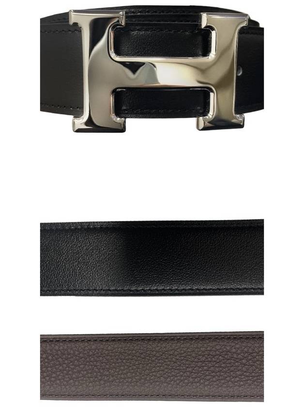 H Buckle Reversible 32mm Leather Belt Black Chocolate - HERMES - BALAAN 6