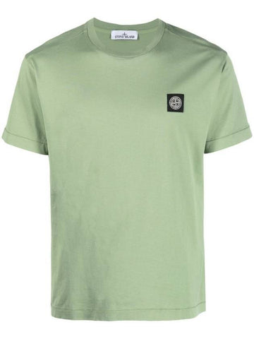 Logo Patch Cotton Short Sleeve T-Shirt Sage Green - STONE ISLAND - BALAAN 1