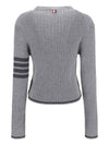 4 Bar Cable Wool Crop Cardigan Grey - THOM BROWNE - BALAAN 3