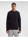 Lens Wappen Classic Crew Neck Wool Knit Top Black - CP COMPANY - BALAAN 3