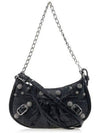 Le Cagol Mini Silver Chain Crocodile Shoulder Bag Black - BALENCIAGA - BALAAN 2