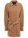 Women's Belted Single Coat Beige mfpou00664 - MAJE - BALAAN 1