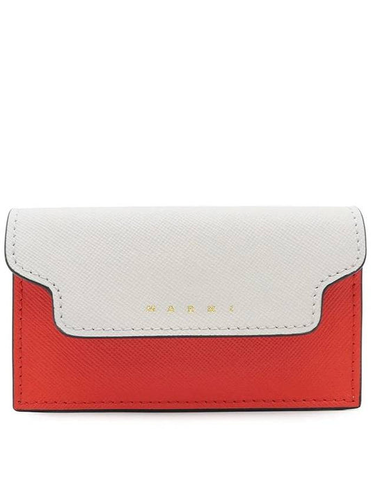 Logo Color Block Saffiano Card Wallet White - MARNI - BALAAN 2