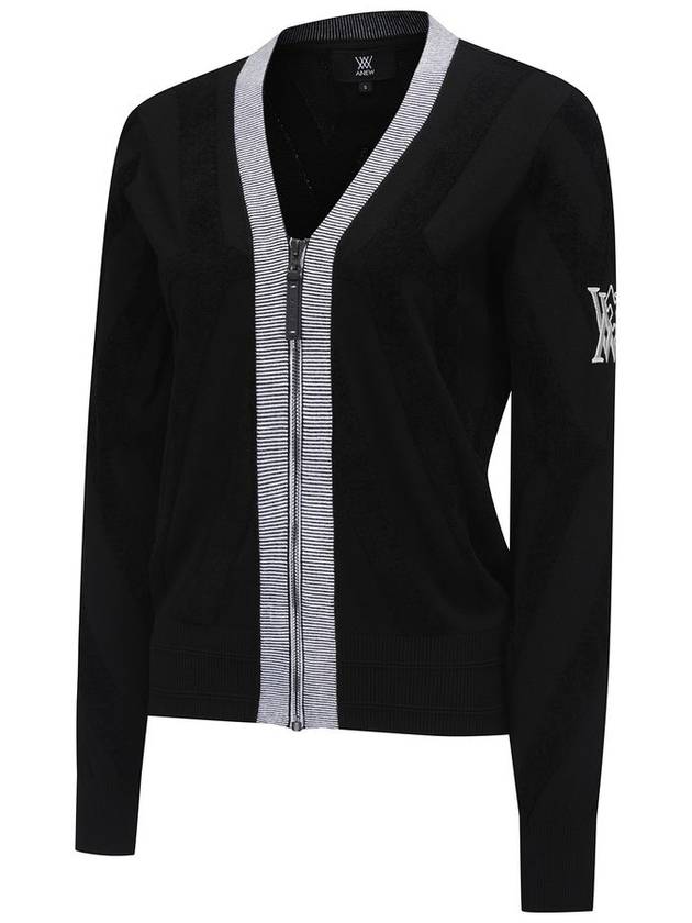 Official W BIG LOGO INTARSIA ZIP UP CARDIGAN BK - ANEWGOLF - BALAAN 3