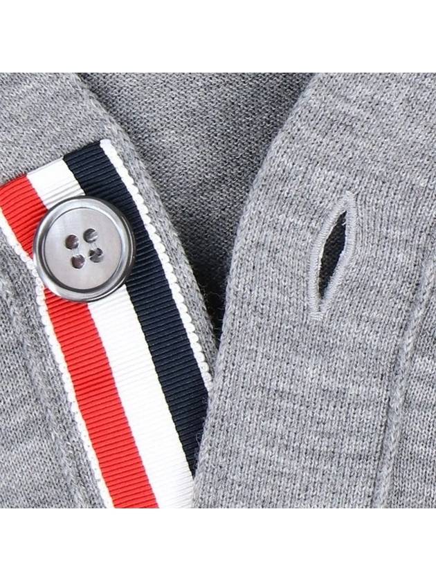 Men's Jersey Stitch V-Neck Cardigan Light Grey - THOM BROWNE - BALAAN 5