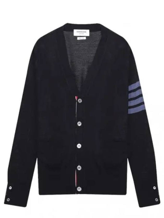 Diagonal Stripe Sustainable Merino Wool Cardigan Men - THOM BROWNE - BALAAN 1