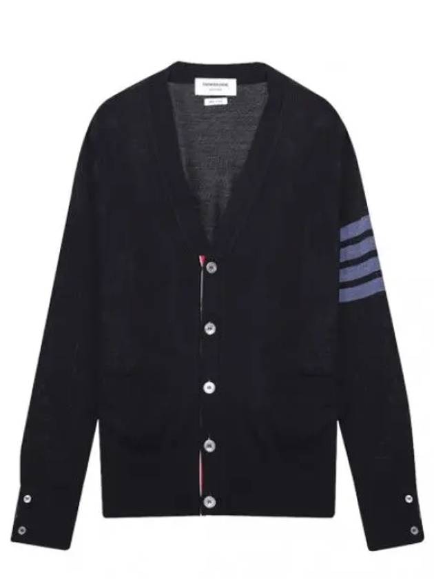 Diagonal Stripe Sustainable Merino Wool Cardigan - THOM BROWNE - BALAAN 1