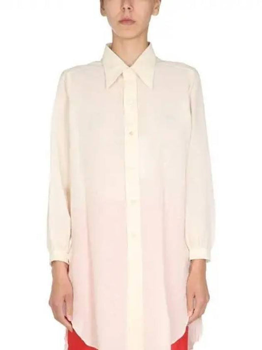 M Embroidered White Cotton Linen Long Shirt - MAISON MARGIELA - BALAAN 1