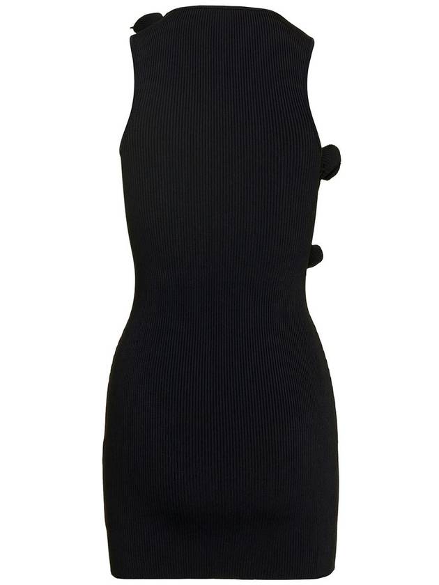 Black Asymmetric Flower Knit Minidress With Cut-Out N Viscosa Stretch Woman - COPERNI - BALAAN 2